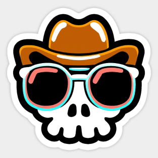 Skeleton Cowboy Skull Halloween Retro Colorful Sticker